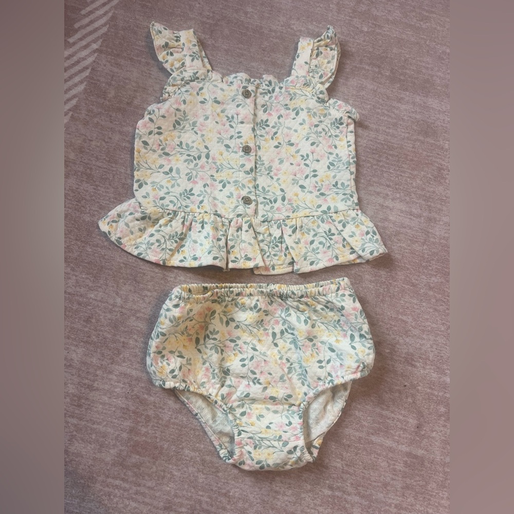Cloud Island Floral tank and Diaper Cover matching  Set
